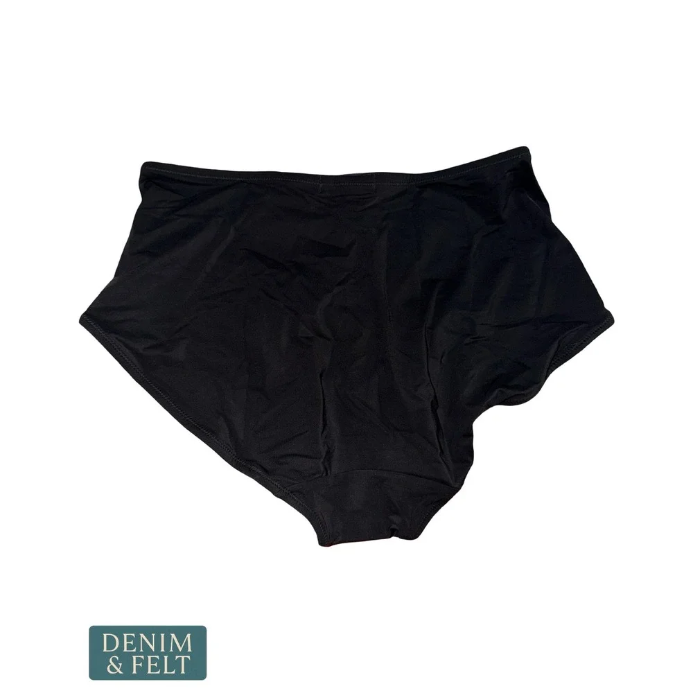 NEW Popilush Womens High Waisted Tummy Control Ruched Bikini Bottoms Black XL